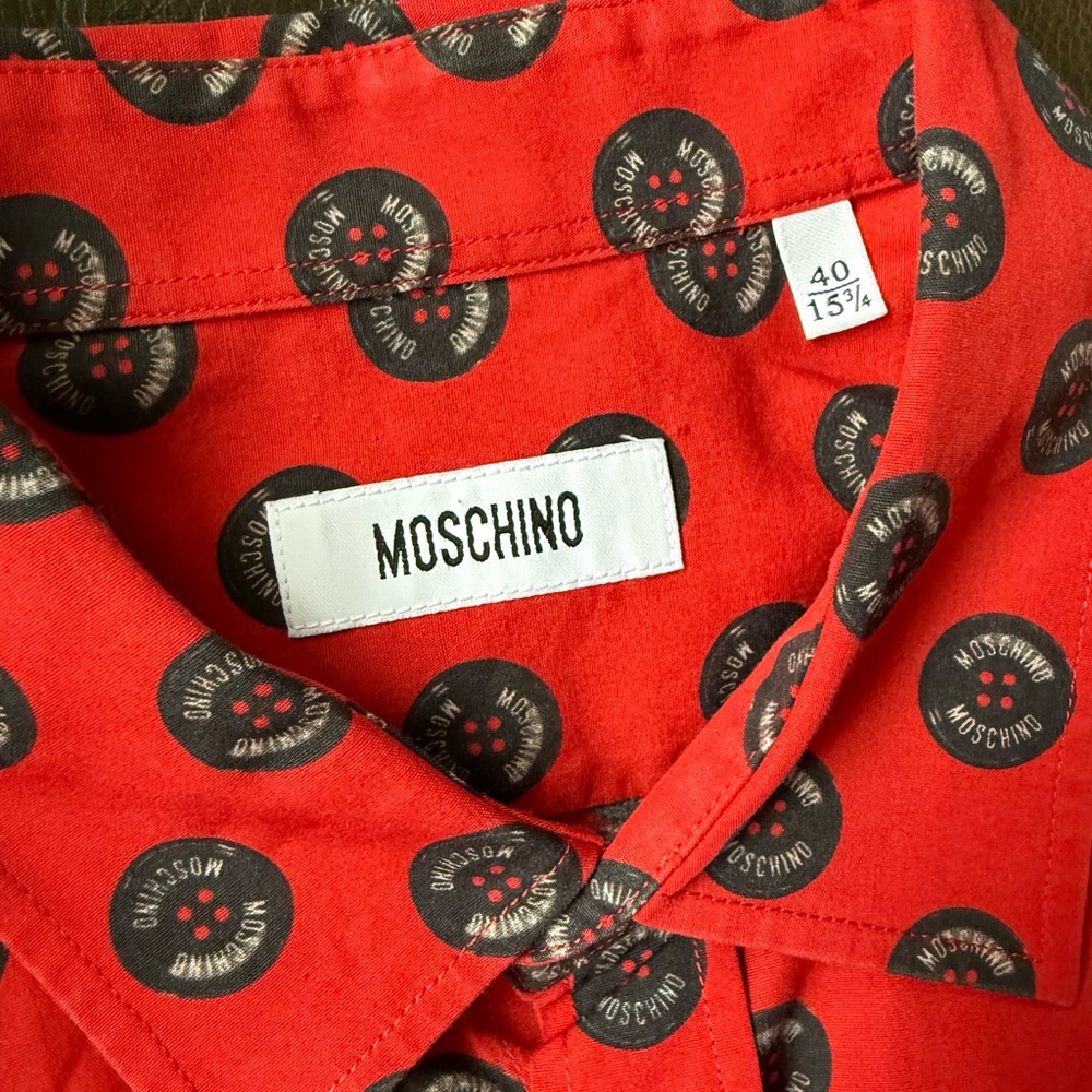Moschino Red Dress Shirt with Black Pattern